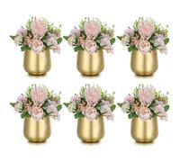 NUPTIO Petit Vase Or pour Mariage: 6 Vases Doré de 10cm Centre de Table Pièces Vintage pour Anniversaire Décorations - Pot de Fleur Plante Metal Ornements de Balcon Salle de Séjour