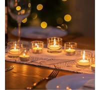 NUPTIO Photophore Verre Bougeoir Porte: 12 Pièces Bougeoir Chauffe Plat Contenant pour Bougie Transparent Flottante Centre de Table Deco Noel Mariage 4.6cm L x 4cm H