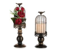 Nuptio Pilier Candlerser Noir: 2 Pièces Décoratives Birdcage Boldlers pour Les Bougies de Pilier, Gothique D'oiseau D'ornement de Noël Halloween Pâques Maison de Salon Table Maître