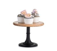 NUPTIO Présentoir à Gâteaux Rustique en Bois: Présentoir à Cupcakes Noir Rond Présentoir à Gâteaux d'Anniversaire de Mariage Piédestal pour Cupcake Après-Midi Thé Gâteaux Dessert Table, 21cm