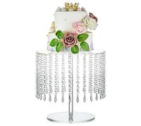 Nuptio Support de Gateaux Acrylique 31cm Diamètre Transparent pour Thé L'après-midi Plateau Service pour Gateaux avec Chandelier Cristal pour Mariage Anniversaire Fête Baby Shower Décorations