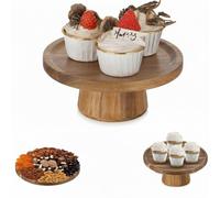 NUPTIO Support Gateau Presentoir Cupcake: 19.3cm Bois Rond Présentoir Présentoirs Gâteau Piedestal Mariage Pied Porte Stand Gâteaux