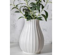 NUPTIO Vase Decoratif Blanc, Ceramique, 20,5cm Hauteur | Étanche, Boheme, Champetre, Fleur Vases pour Séchées Pampa, Mariage, Centre de Table, Fêtes, Maison, Chambre, Salon