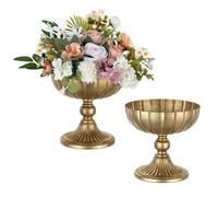 NUPTIO Vase Doré pour Centre de Table: 20,7cm Hauteur Or Metal Vases Decoratif pour Mariage Anniversaire - Champetre Artificielles Fleur Pot pour Interieur et Exterieur Lot de 2