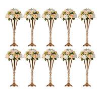NUPTIO Vase Or pour Centre de Table: 10 Pièces 42cm de Haut Vases Trompette Fleur en Metal pour Mariage d'anniversaire et de Fête
