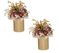 NUPTIO Vase Or pour Centre de Table: 2 Pièces 13cm Vases Fleur en Metal Petit Mariage Pot de Plantes Vintage pour Noël Anniversaire Fête Salon Balcon Décorations