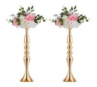 NUPTIO Vase Or pour Centre de Table: 2 Pièces de 50cm de Haut Vases en Metal Fleur Support Bougeoir pour Mariage Fête d'anniversaire Decoration