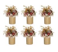 NUPTIO Vase Or pour Centre de Table: 6 Pièces 13cm Vases Fleur en Metal Petit Mariage Pot de Plantes Vintage pour Noël Anniversaire Fête Salon Balcon Décorations