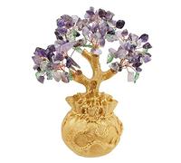 Nupuyai 17.7cm Améthyste Naturelle Arbre à Argent Feng Shui Pierre Semi-Précieuse dans Un Sac à Monnaie, Arbre de Vie en Pierre pour Bonne Chance et Richesse Décor de Maison et Bureau