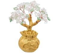 Nupuyai 17.7cm Cristal de Roche Naturelle Arbre à Argent Feng Shui Pierre Semi-Précieuse dans Un Sac à Monnaie, Arbre de Vie en Pierre pour Bonne Chance et Richesse Décor de Maison et Bureau