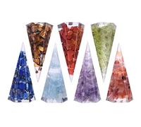 Nupuyai 7 Chakras Pierres Naturelles Mini Pyramide Générateur d'énergie de Cristal Ensemble de 7, Reiki Cône Hexagonal pour Equilibrage du Chakra Protection Yoga Méditation