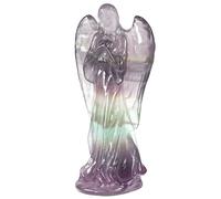 Nupuyai 8.4cm Figurine d'ange en Cristal Reiki, Sculpture en Pierre de Ange, Statue en Quartz de l'Ange Gardien, Porte-Bonheur pour Décoration de la Maison Bonne Chance, Fluorite