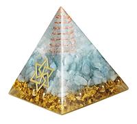 Nupuyai Aigue-Marine Naturelle Pyramide de Symbole d'étoile de David, Pyramide de Cristal de guérison de générateur d'énergie d'orgone pour la méditation de Chakra Reiki de Protection, 5x5x5cm