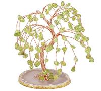Nupuyai Arbre d'argent en Cristal avec Base de Tranche d'agate, Arbre d'argent de bonsaï Fengshui pour la Richesse et la Bonne Chance décor de Bureau à Domicile, Péridot