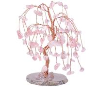 Nupuyai Arbre d'argent en Cristal avec Base de Tranche d'agate, Arbre d'argent de bonsaï Fengshui pour la Richesse et la Bonne Chance décor de Bureau à Domicile, Quartz Rose