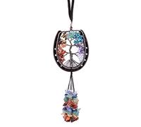 Nupuyai Arbre de Vie 7 Chakras en Forme de Fer à Cheval - Pierres de guérison Reiki - Cristaux Feng Shui - Décoration Murale pour fenêtre - Décoration de Mariage