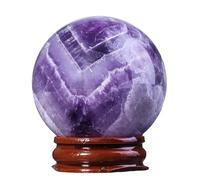 Nupuyai Boule de Cristal d'Améthyste Naturelle 45mm, Reiki Cristal Sorcière Pierre Précieuse Diseuse de Bonne Aventure Boule, Méditation Feng Shui Protection Wicca Décoration
