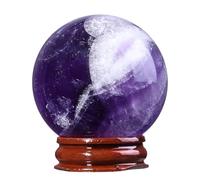 Nupuyai Boule de Cristal d'Améthyste Naturelle 50mm, Reiki Cristal Sorcière Pierre Précieuse Diseuse de Bonne Aventure Boule, Méditation Feng Shui Protection Wicca Décoration