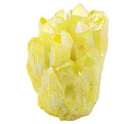 Nupuyai Cluster de Cristal de Roche Naturelle Enduit de Titane, Grappe de Pierre Semi-Précieuse Irrégulière pour la Relaxation Décoration de la Maison et du Bureau, Jaune Citron