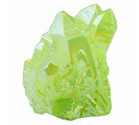 Nupuyai Cluster de Cristal de Roche Naturelle Enduit de Titane, Grappe de Pierre Semi-Précieuse Irrégulière pour la Relaxation Décoration de la Maison et du Bureau, Vert Fluorescent