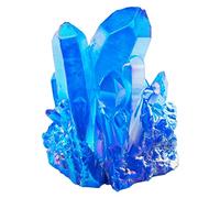Nupuyai Cluster de Cristal de Roche Naturelle Enduit de Titane, Grappe de Pierre Semi-Précieuse Irrégulière pour la Relaxation Décoration de la Maison et du Bureau, Bleu Royal