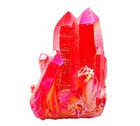 Nupuyai Cluster de Cristal de Roche Naturelle Enduit de Titane, Grappe de Pierre Semi-Précieuse Irrégulière pour la Relaxation Décoration de la Maison et du Bureau, Rouge Foncé