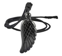 Nupuyai Collier Pendentail Aile d'Ange en Obsidienne - Pierre de Protection Angélique - Talisman Puissant Reiki - Bijou Énergétique Cadeau pour Femme