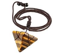 Nupuyai Collier Pendentif en Pierre de Points de Cristal pour Femme et Homme, Mini Pendule Pyramidal avec Corde en Nylon réglable, Œil de Tigre