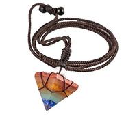 Nupuyai Collier Pendentif en Pierre de Points de Cristal pour Femme et Homme, Mini Pendule Pyramidal avec Corde en Nylon réglable, 7 Chakra