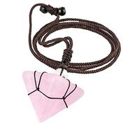 Nupuyai Collier Pendentif en Pierre de Points de Cristal pour Femme et Homme, Mini Pendule Pyramidal avec Corde en Nylon réglable, Quartz Rose