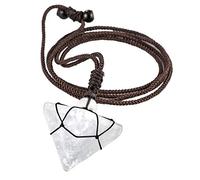 Nupuyai Collier Pendentif en Pierre de Points de Cristal pour Femme et Homme, Mini Pendule Pyramidal avec Corde en Nylon réglable, Cristal de Roche