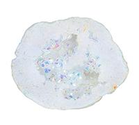 Nupuyai Cristaux de Quartz Geode Naturels Angel Aura Quartz, Spécimen de Quartz Enduit de Titane Amas de Cristal Arc-en-Ciel 100-200g, Blanc