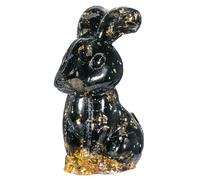 Nupuyai Figurine de Lapin en Cristal, Statue de Lapin en Résine Fait à la Main, Sculpture Lapin en Pierre Ornement, Porte-Bonheur d'animaux en Quartz pour Décoration Collection, Obsidienne