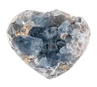 Nupuyai Irrégulière Célestite Pierre Brute Amas de Cristal Naturel, Kyanite Bleu Cluster, Quartz Geode Spécimen Pierres, Forme de Coeur Grappe Célestite Minérale pour Décoration Collection, 320-450g