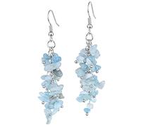 Nupuyai Longues boucles d'oreilles pendantes à pompons en pierre de cristal pour femme, pierre de guérison des chakras, boucles d'oreilles pendantes pour mariage, fête, vacances, 62 mm, 62x12mm