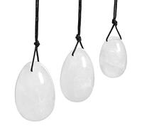 Nupuyai Lot de 3 œufs de yoni en cristal de roche, pierre de massage percée pour femme, exercices Kegal pour renforcer les muscles du plancher pelvien