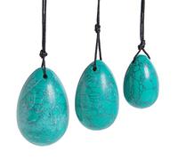 Nupuyai Lot de 3 œufs de yoni en howlite verte turquoise - Pierre de massage percée pour femme - Pour exercices de Kegal - Pour renforcer les muscles du plancher pelvien