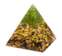 Nupuyai Oeil de Tigre Naturelle Pyramide de Cristal Arbre de Vie pour la Relaxation, Générateur d'énergie d'orgone en Pierres de Puce de Cristal pour la Méditation Reiki et Bureau Décor, 6x6x6 cm