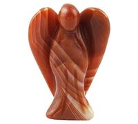 Nupuyai Ornement d'ange en Cristal Gardien de 4cm, Statue d'ange Sculptée à la Main Figurine de Pierre Précieuse de Guérison pour la décoration Intérieure, Cornaline