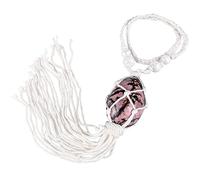 Nupuyai Ornement Suspendu en Cristal Fait à la Main avec Pompon, décor en Pierre de Cristal en Forme d'oeuf Poli pour Mur de fenêtre de Voiture, Pierre Rhodonite