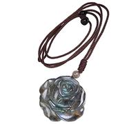 Nupuyai Pendentif en Cristal Labradorite avec Corde Réglable, Reiki de Huérison Cristal Quartz Collier Bijoux pour Femmes Hommes, rose