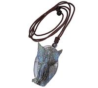 Nupuyai Pendentif en Cristal Labradorite avec Corde Réglable, Reiki de Huérison Cristal Quartz Collier Bijoux pour Femmes Hommes, l’ange