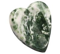 Nupuyai Pierre d'inquiétude pour le pouce en cristal de guérison, pierre de poche en forme de coeur pour le soulagement du stress de l'anxiété Reiki, Jaspe Dalmatien Vert