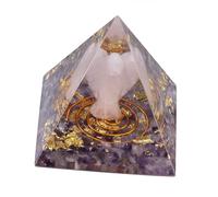 Nupuyai Pyramide en Cristal Reiki avec Figurine Ange en Quartz Rose, Pyramides de Pierre Fengshui, Chakra Pyramide en Résine Décoration de la Maison pour Méditation Protection et Chance, Améthyste