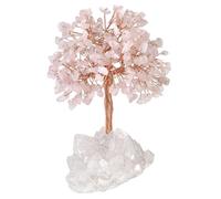 Nupuyai Quartz Rose Arbre à Argent en Cristal sur Base de Amas de Cristal de Roche Naturelle, Arbre de Vie en Pierre du Feng Shui Décoration de Bureau et Domicile pour Bonne Chance, 14-15cm