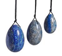 Nupuyai Œuf de Yoni en Pierre de Lapis Lazuli avec Ficelle Pierre de Massage aux Œufs de Jade de Kegel pour l'Entraînement des Muscles Pelviens des Femmes, 3 Tailles dans un Ensemble
