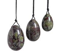 Nupuyai Œuf de Yoni en Pierre de Sang de Dragon avec Ficelle Pierre de Massage aux Œufs de Jade de Kegel pour l'Entraînement des Muscles Pelviens des Femmes, 3 Tailles dans un Ensemble