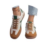 Nuqqichongtian Baskets rétro classiques pour femme avec semelle en caoutchouc - Chaussures de loisirs en cuir - Tennis - Skateboard - Antidérapantes - Pour le fitness, la marche et le quotidien - Vert