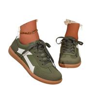 Nuqqichongtian Baskets rétro classiques pour femme avec semelle en caoutchouc - Chaussures de loisirs en cuir - Tennis - Skateboard - Antidérapantes - Pour le fitness, la marche et le quotidien - Vert