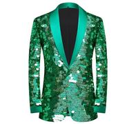Nuqqichongtian Blazer à paillettes pour homme - Veste de carnaval - Veste de costume à paillettes brillante - Blazer de fête du Nouvel An - Mode homme - Motif floral - Veste de costume - Blazer de
